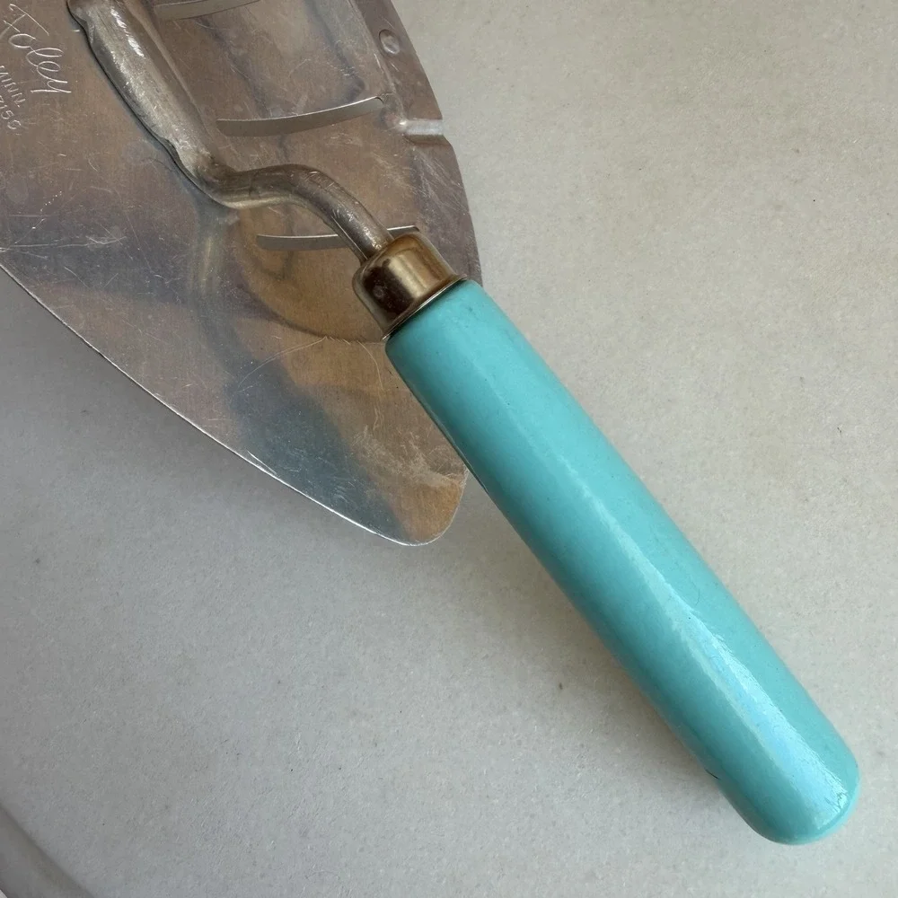 VTG Foley Aluminum Pot Pan Drainer Strainer Turquoise Blue‎ 60s 50s Movie Prop